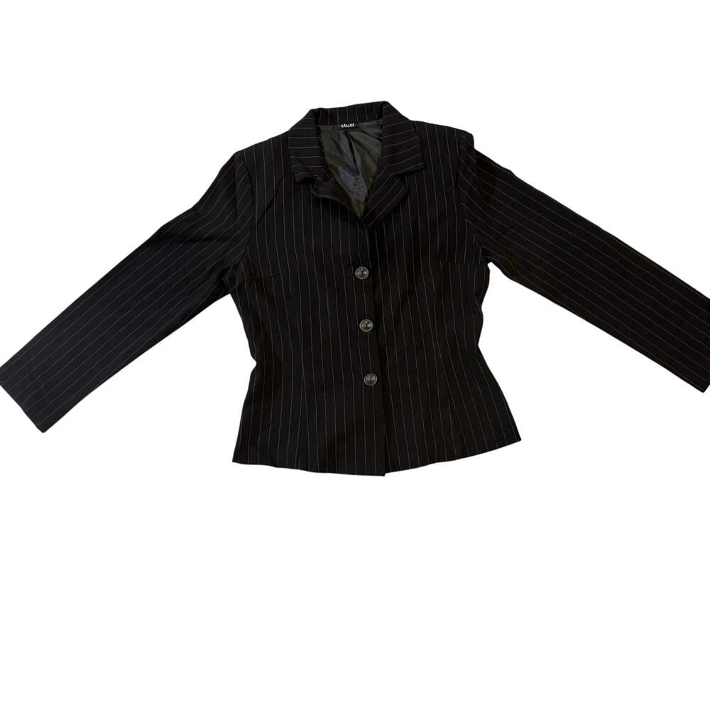 Céline by Champion Vintage Black Pinstripe Skirt Suit Set M USA - Picture 4 of 7